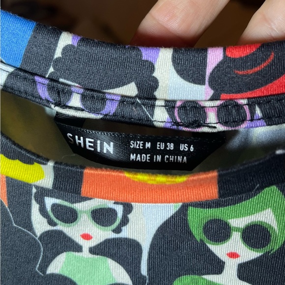 SHEIN Colorful Graphic Polyester Crop Top SZ S - Picture 5 of 6